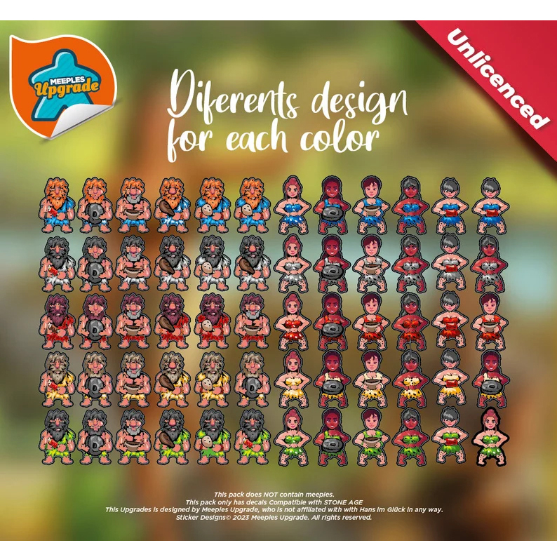 STONE AGE stickers + FREE 5 players expansion Upgrade Kit - MeeplesUpgrade