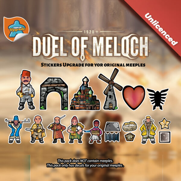 DUEL-of-MELOCH-1.jpg Duel of Meloch board game complete meeples upgrade stickers set